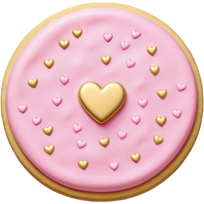 pink buttercream sugar cookie with gold heart sprinkles  emoji