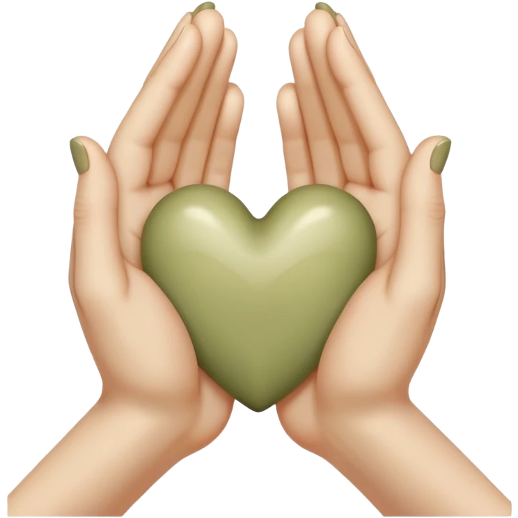 Hands joined in prayer with a pale olive heart emoji