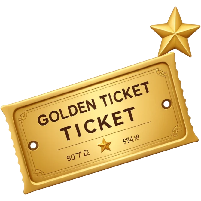 A cute 3D Stylized icon of Golden Ticket with a Star emoji