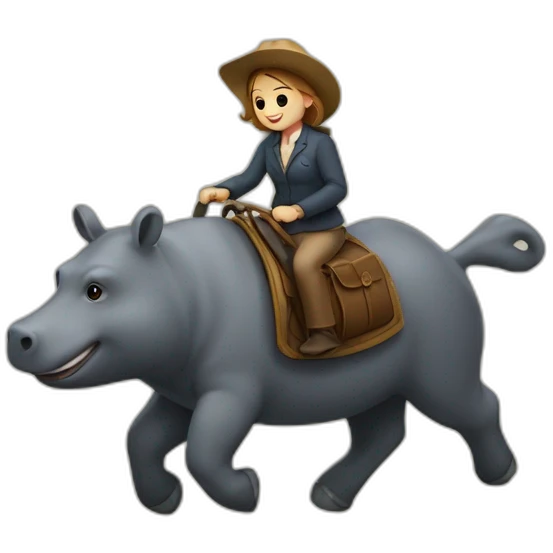 Un ours sur un hippopotame emoji