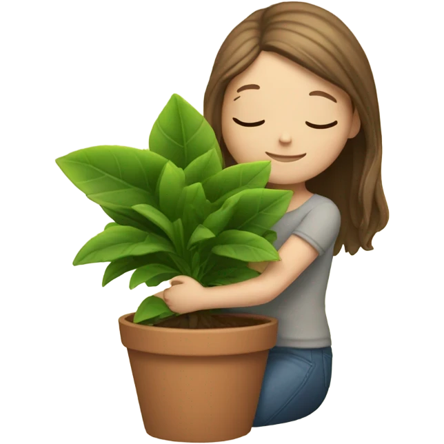  white Girl hugging plant emoji