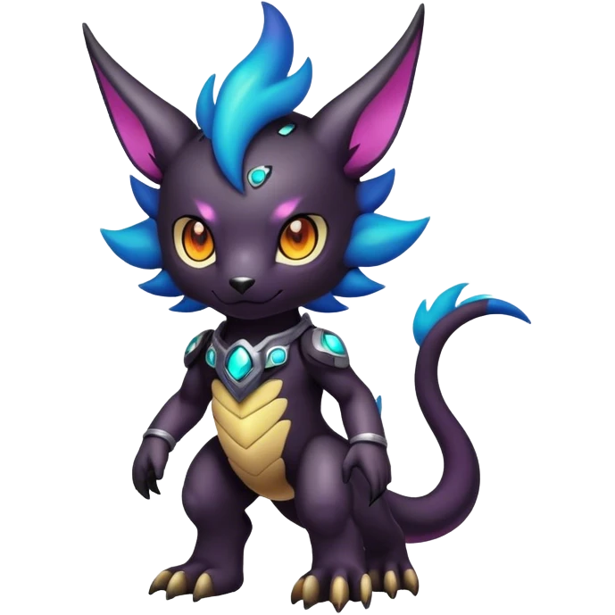 Cute cool colorful dark nebula fantasy-Digimon-animal-hybrid full body emoji