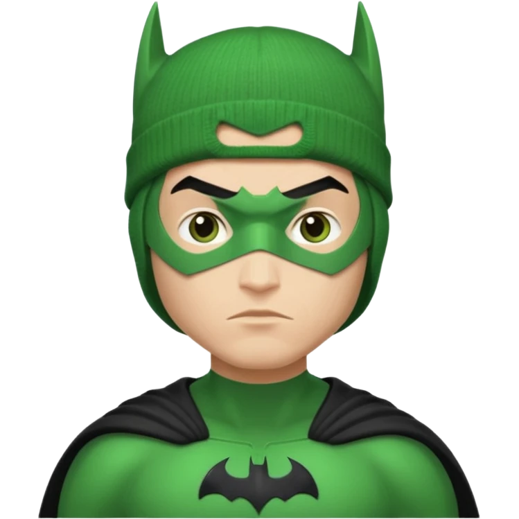 green superhero with beanie batman emoji