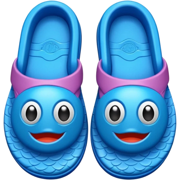 rubber pool slippers with fish face on the top emoji