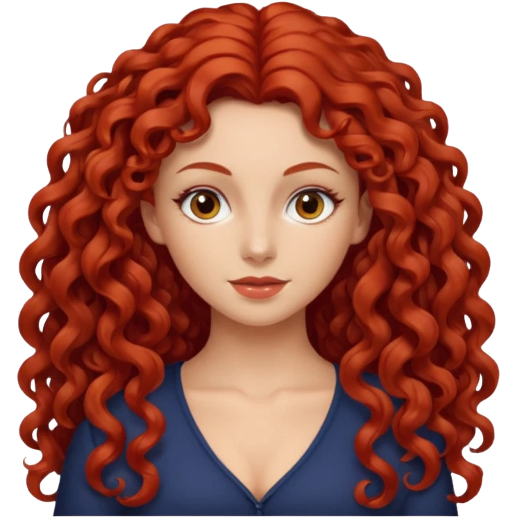 Morena do cabelo grande cacheado, vermelho emoji