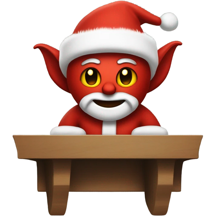 Satan dressed as Santa laying on a shelf  emoji