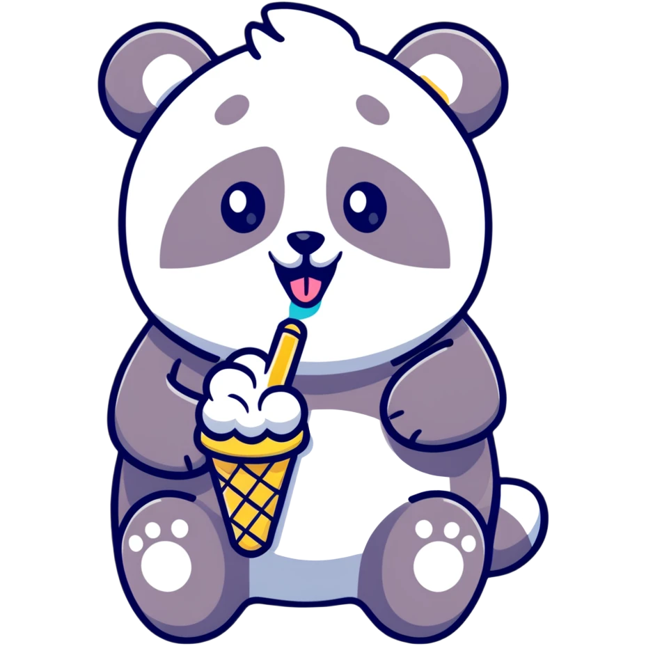Panda eating ice cream emoji