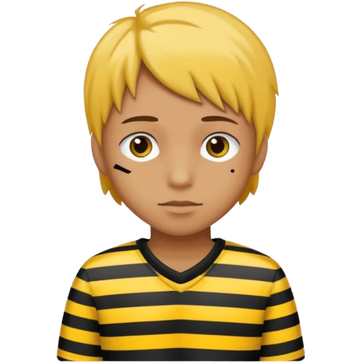 Humain avec une tenue de prisonnier noir et jaune  a bande emoji
