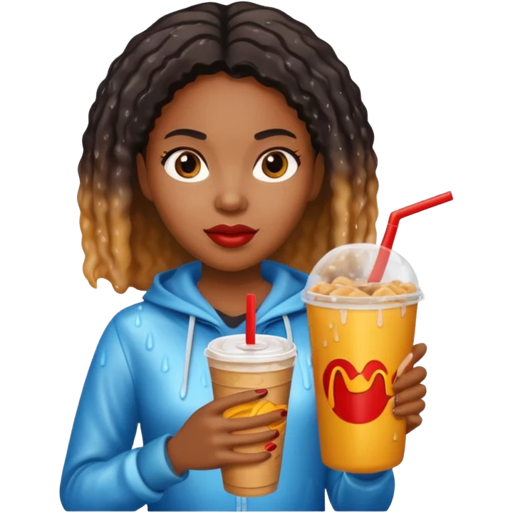 black woman holding fastfood drink emoji