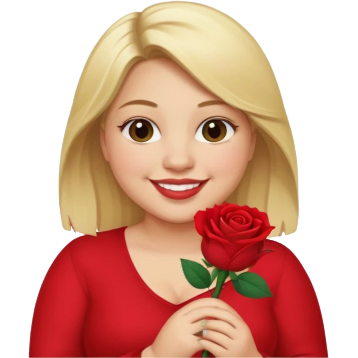 ash Trevino is a fat girl with blonde hair and has a rose in her hand  emoji