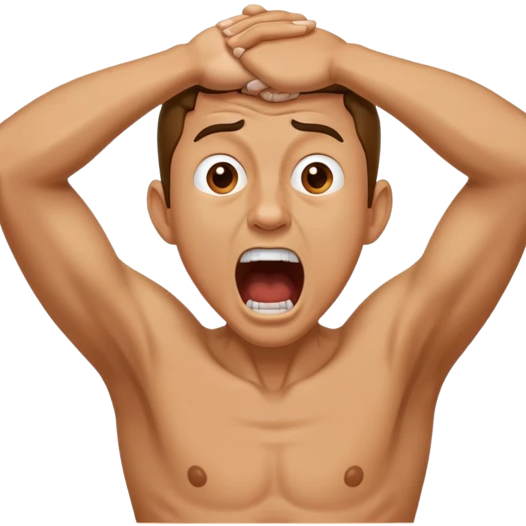 Guy yelling while grabbing his neck with both hands emoji
