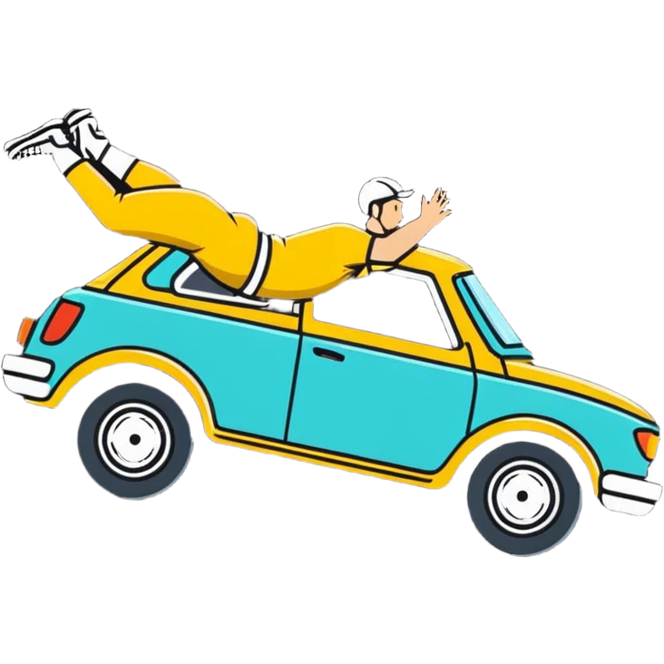 Car with bike in air emoji