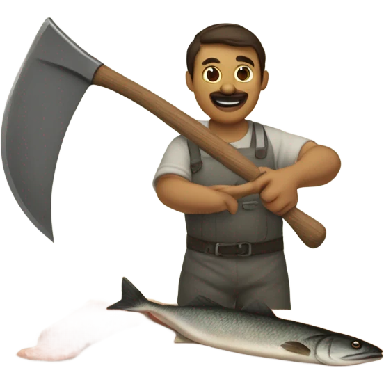 Chopping fish with an axe emoji