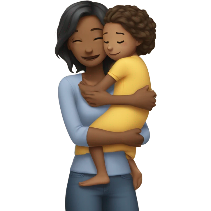 Mother huggings with a girl emoji