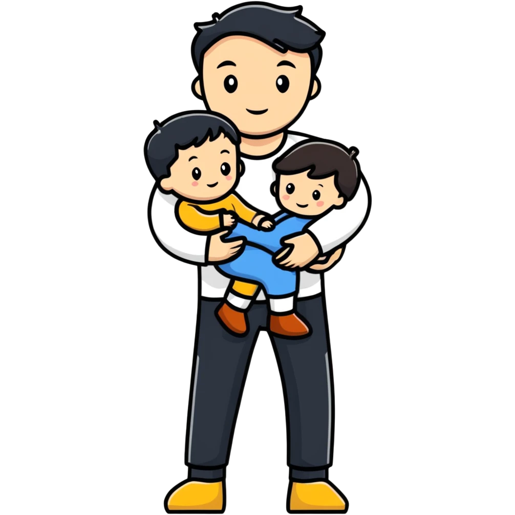 White man holding a child, parent and child emoji