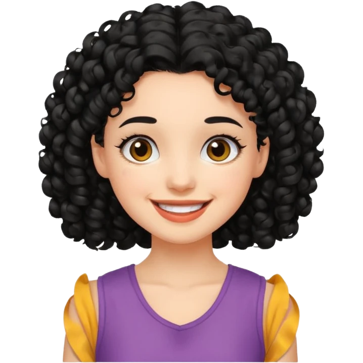 girl In Sleeveless, black hair, curley. emoji