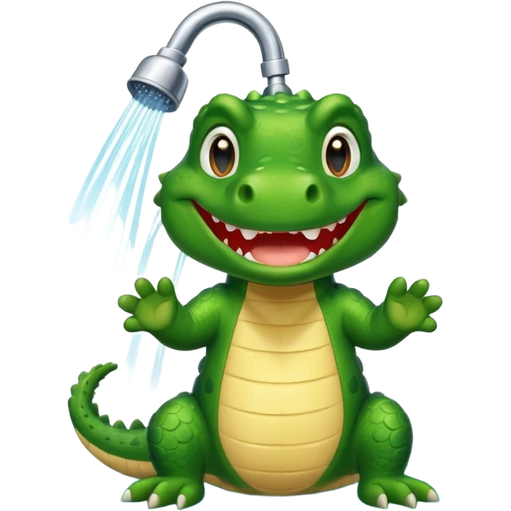 Cute crocodile is showing under the shower like game Where's my water emoji
