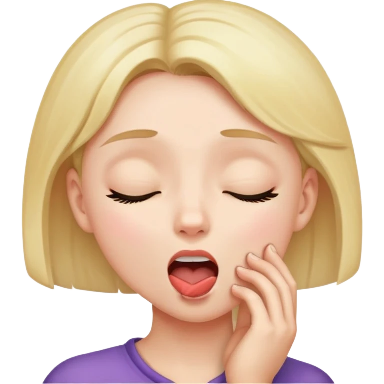 girl holding holding neck with mouth open and eyes closed emoji