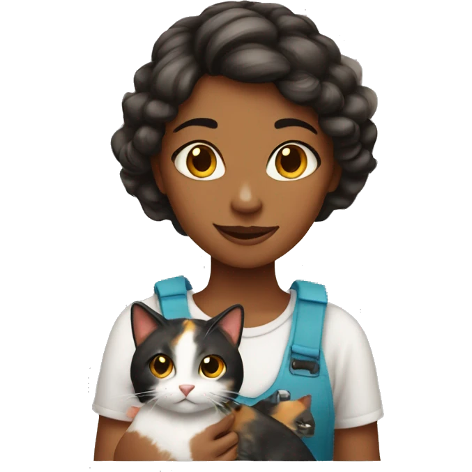 Girl with a calico cat emoji