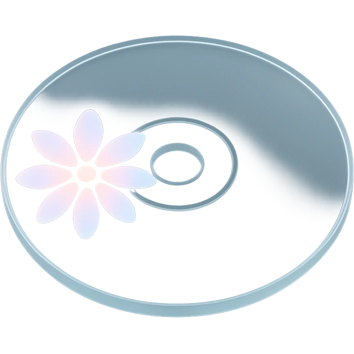 A minimalist CD disc with glowing floral pattern, pastel colors emoji