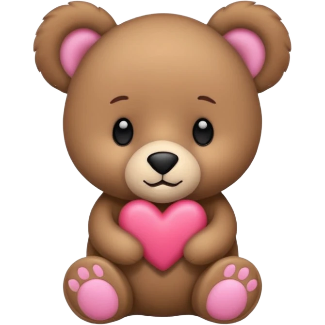 Osito de peluche marrón con un corazón rosa emoji