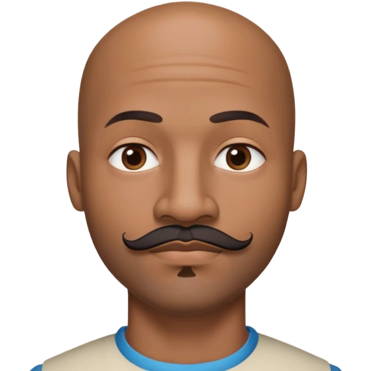 Oxumarê as a 37-year-old bald Black man with smooth oval head, indigenous facial features, mustache with goatee (no facial hair on sides of face), contour from chin to lips, and a mole on left side below lip emoji
