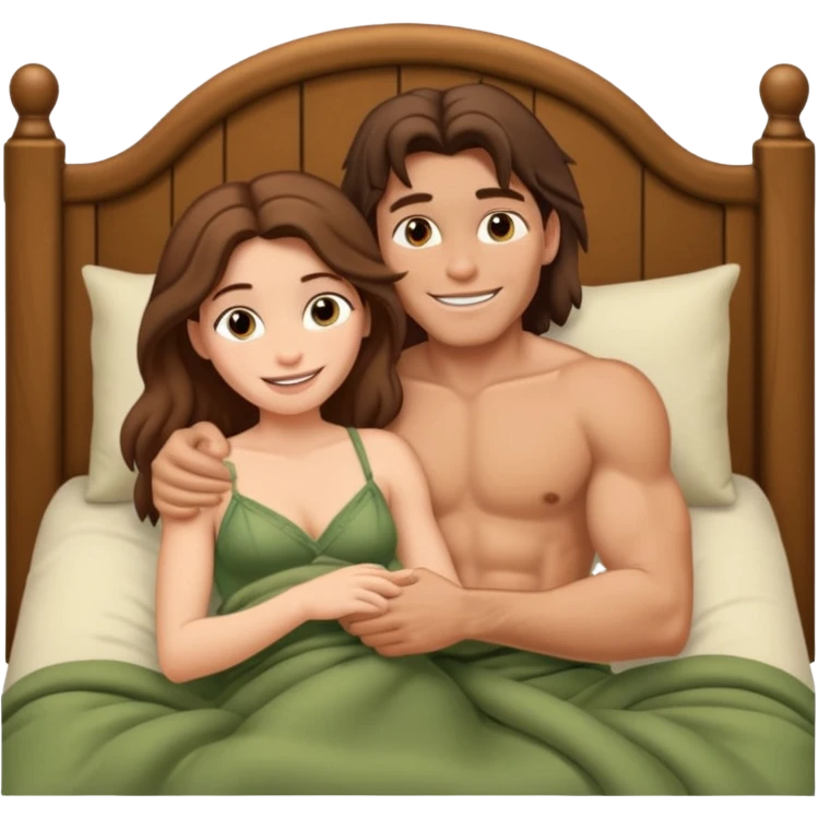 Tarzan and Jane cuddling in a bed emoji