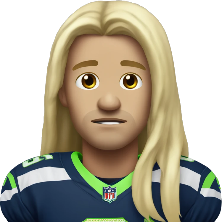 white seahawks fan with long blonde hair crying tears of sadness with a jersy that has the number 7 emoji