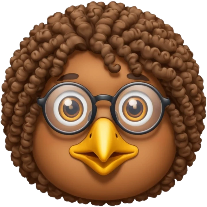bird with curly hair two eyes and spectacles emoji