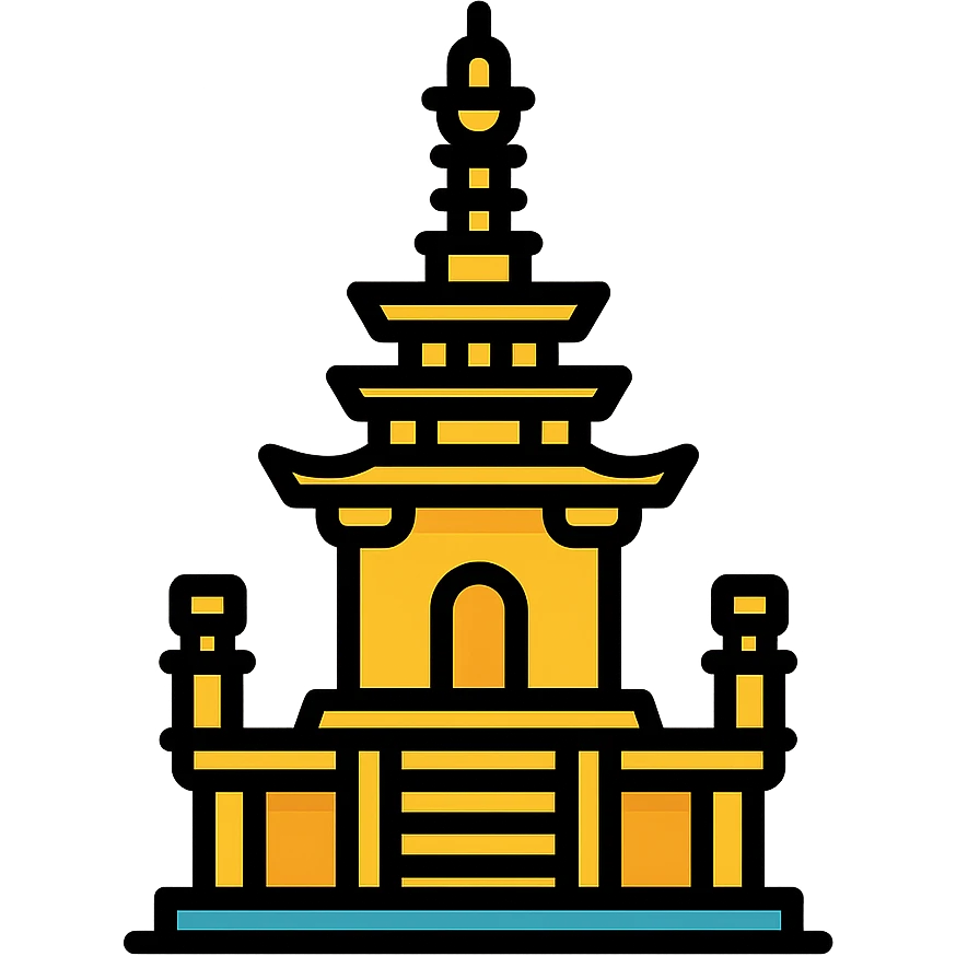 modern reinterpretation emoji of Dabotap pagoda, geometric and sleek form, harmony of tradition and modernity, easy to recognize icon style emoji