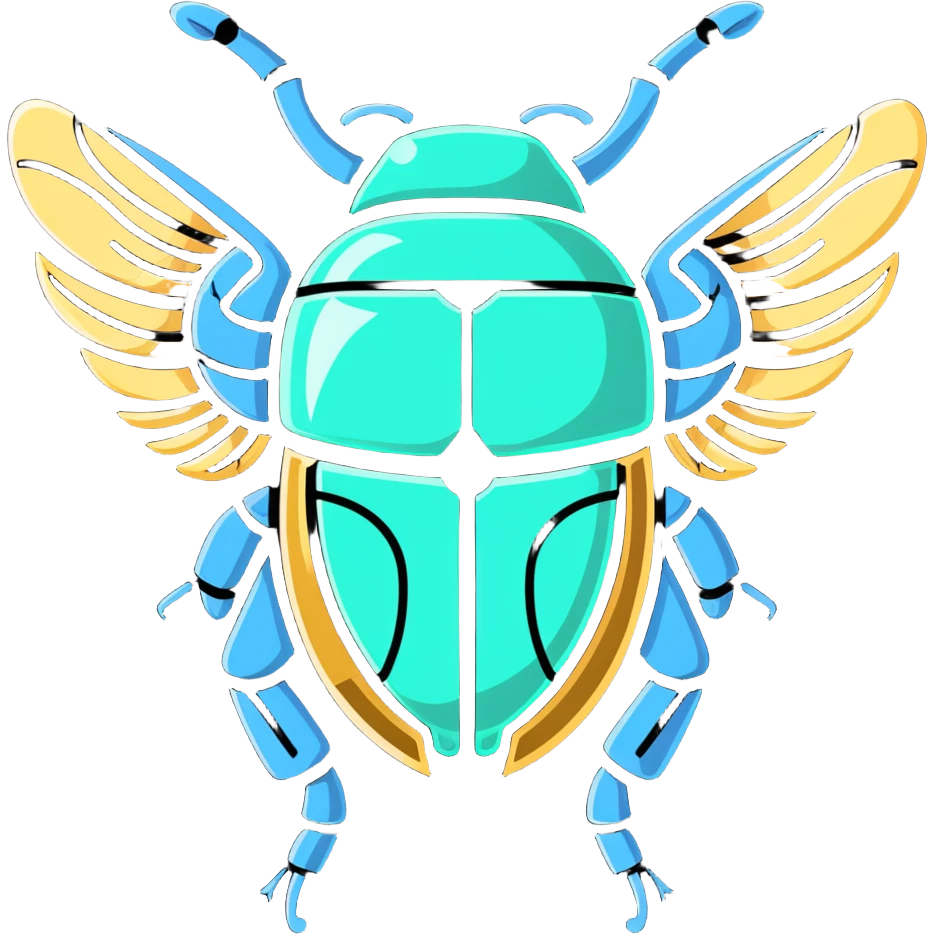 ancient Egyptian scarab beetle with metallic mechanical wings emoji