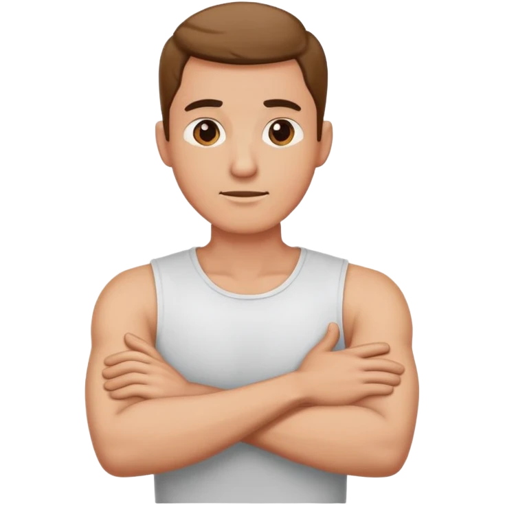 Man with arms crossed holding his neck emoji