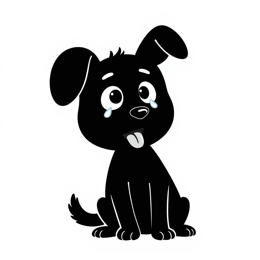 A crying dog emoji