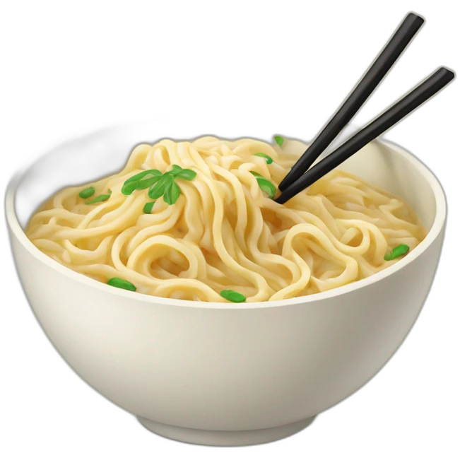 creamy bowl of noodles with chopsticks emoji