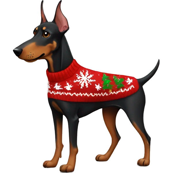 doberman in a christmas sweater emoji