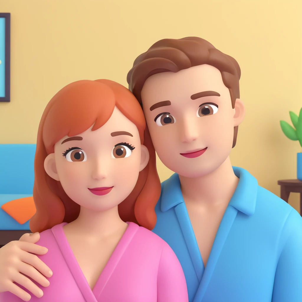  couple posing, close up pose, living room background emoji