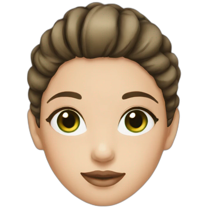 girl with green eyes, with bun and brunette hair emoji