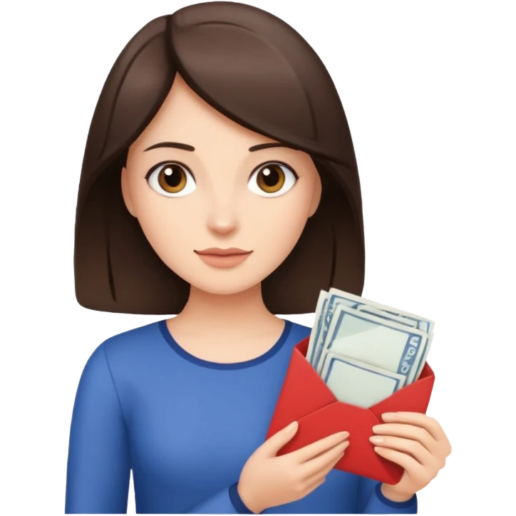 brunette woman holding several pieces of mail emoji
