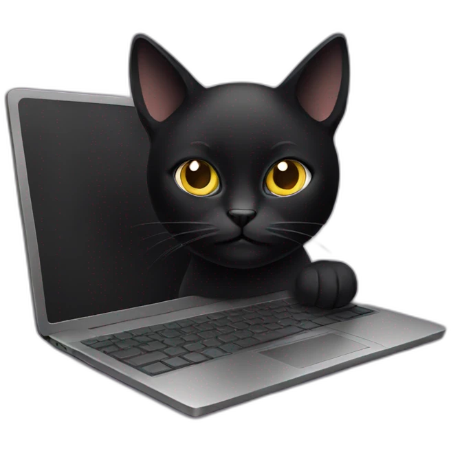 black cat looking laptop emoji