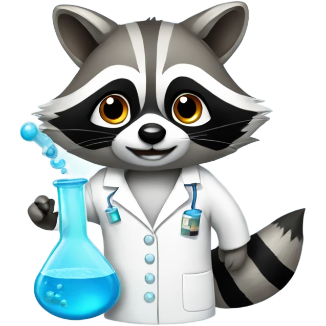 A raccoon doing chemistry in a lab coat  emoji