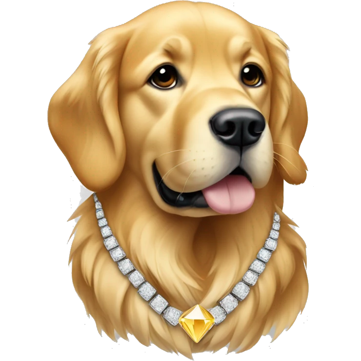golden retriever with diamond necklace  emoji