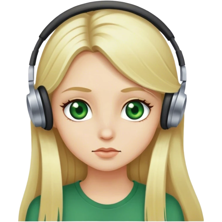 Long blonde hair girl with green eyes listening to rock n roll  emoji