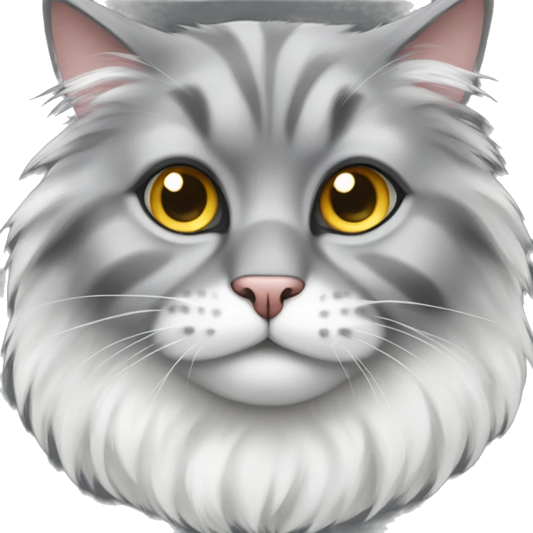 Gray and white fluffy cat emoji