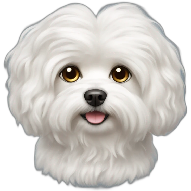 portrait of a white maltese fluffy dog with flap ears long curly hair emoji