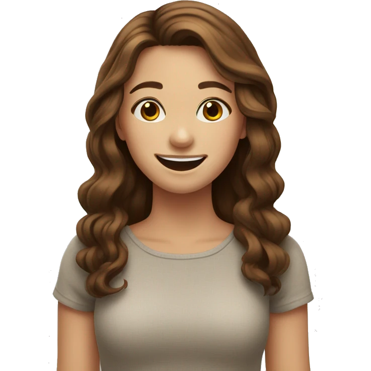 smiling pretty girl with brown hair emoji