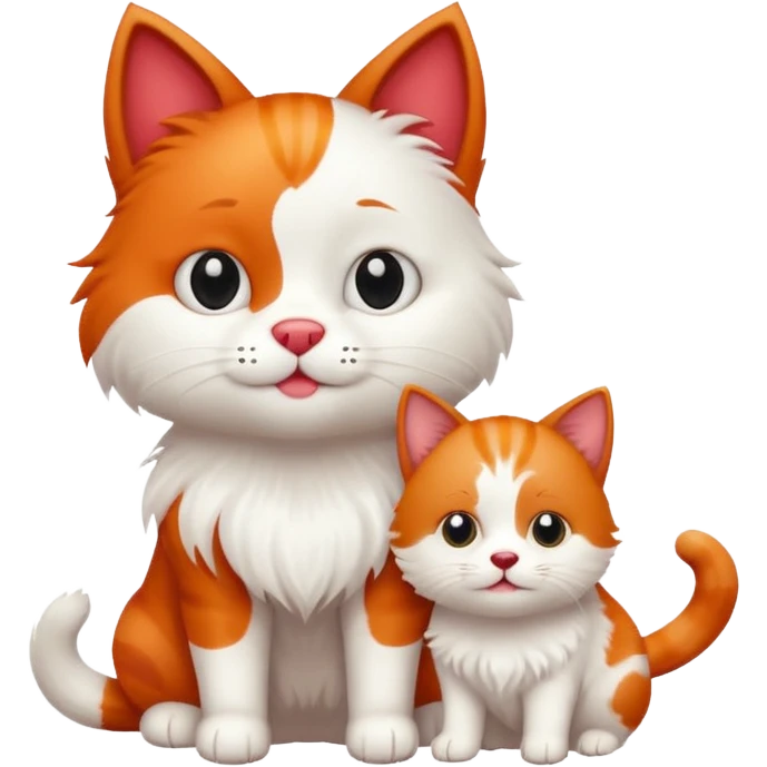 Red cat with white dog emoji