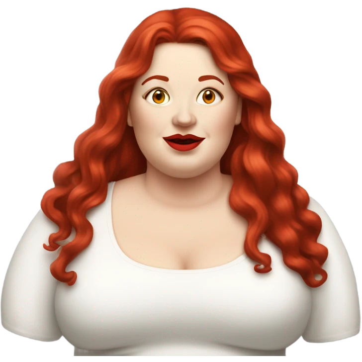 profle picture stunning fat white woman, long red hair red lips emoji