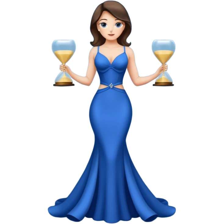 strong lean woman with visible strong abs and houglass figure in a beautiful blue evening gown emoji