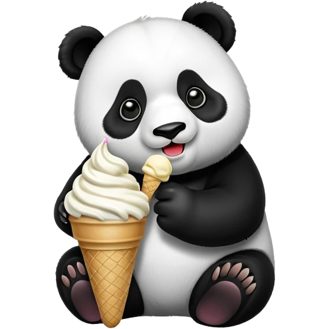 Panda eating ice cream emoji