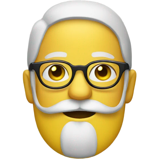 Yellow circle face with a beard and glasses emoji